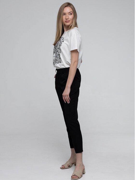 Perso Perso Spodnie materiałowe PTE233753F Czarny Regular Fit