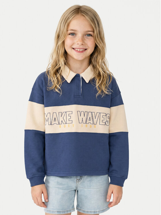 Roxy Roxy Суитшърт Iconic Waves ERGFT04025 Син Boxy Fit