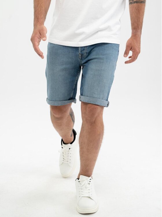 MyStars MyStars Szorty jeansowe Krótkie Spodenki Jeansowe Skinny Męskie Sprane Niebieskie MyStars Classic 34 Niebieski Skinny Fit
