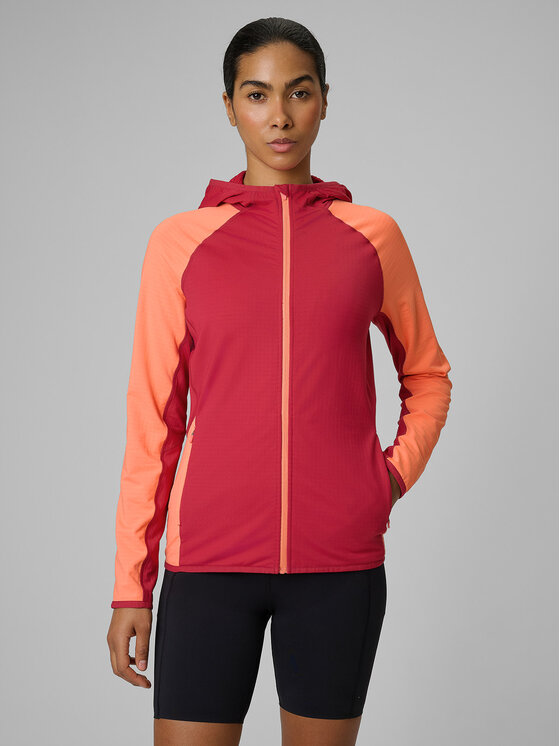 4F 4F Bluza techniczna TREKKING Czerwony ciemny Slim Fit