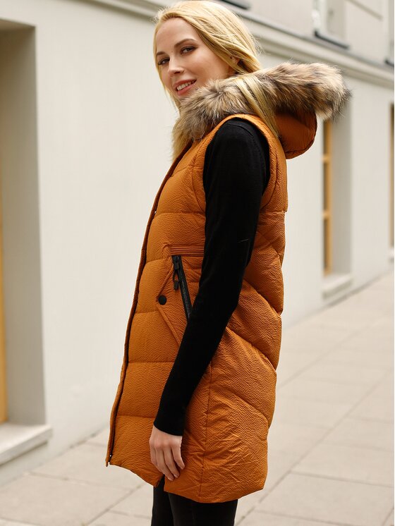 Perso Perso Kamizelka BLH919057FX Żółty Regular Fit