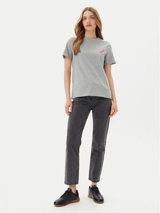 Pieces Pieces Тишърт Maria 17155082 Сив Relaxed Fit