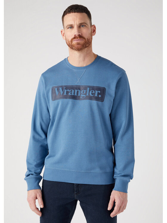 Wrangler Wrangler Bluza SEASONAL CREW Niebieski Regular Fit