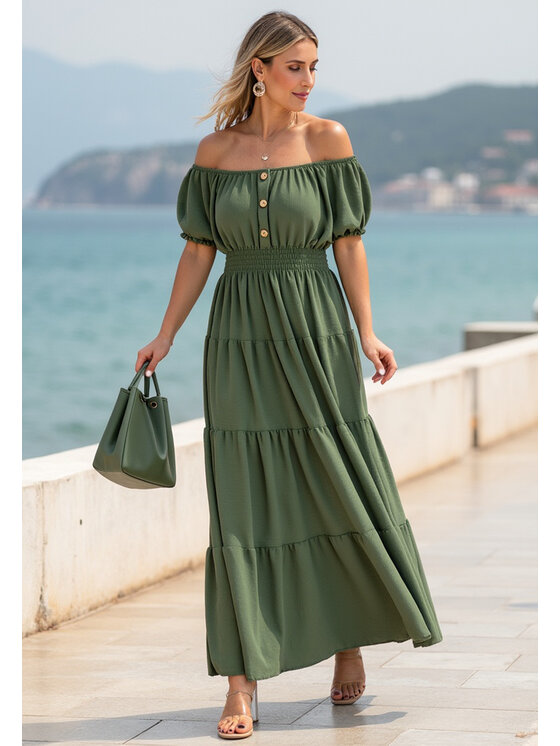 FIGL FIGL Vestito estivo M1170 Verde Flared Fit