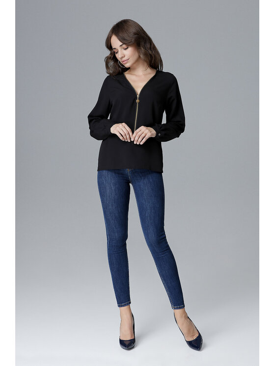 Lenitif Lenitif Blusa L023 Nero Regular Fit