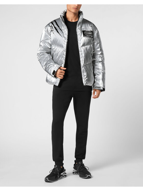 Plein Sport Plein Sport Vatovaná bunda 14213 Strieborná Regular Fit