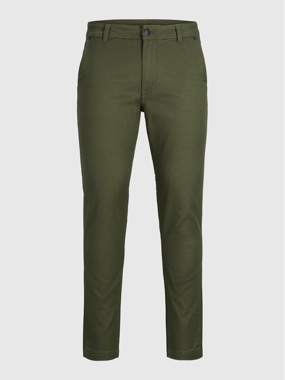 TeeShoppen TeeShoppen Chinosy 'Perform Collection' Zielony Slim Fit