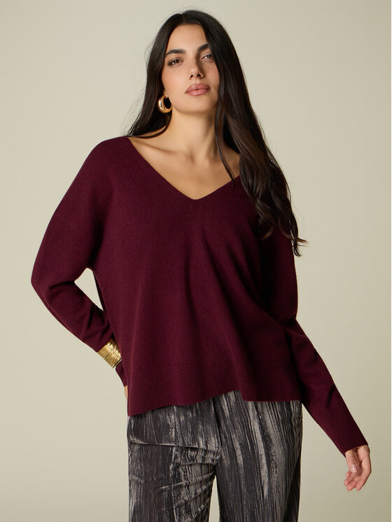 Oltre Oltre Sweter M144E002153N029 Bordowy Regular Fit