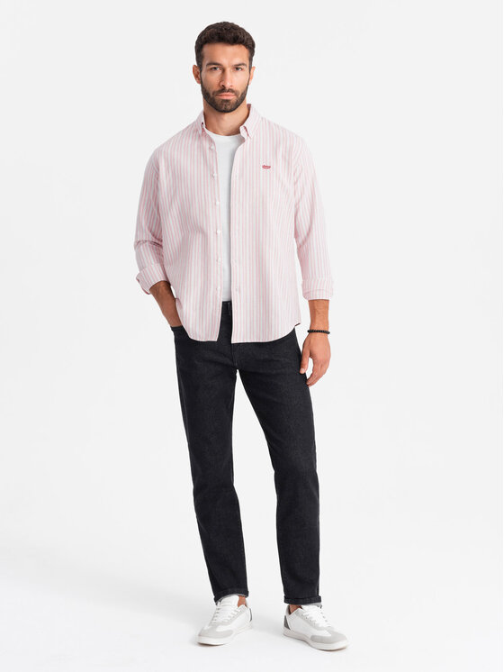 Ombre Ombre Jeansy OM-PADP-0152 Černá Regular Fit