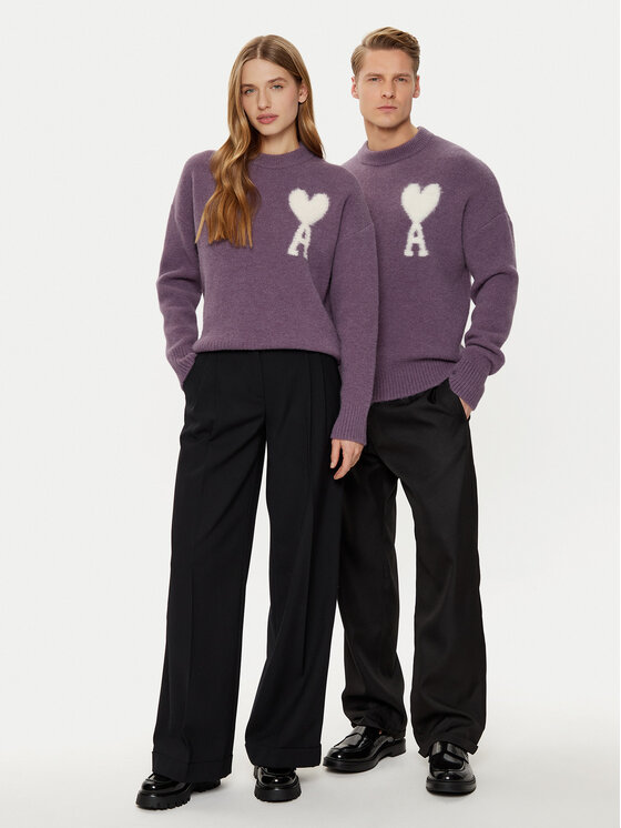 AMI Paris AMI Paris Sweter UKS025.KN0032 Fioletowy Relaxed Fit