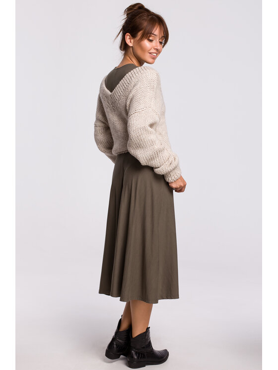 BeWear BeWear Sweter BK046 Beżowy Modern Fit