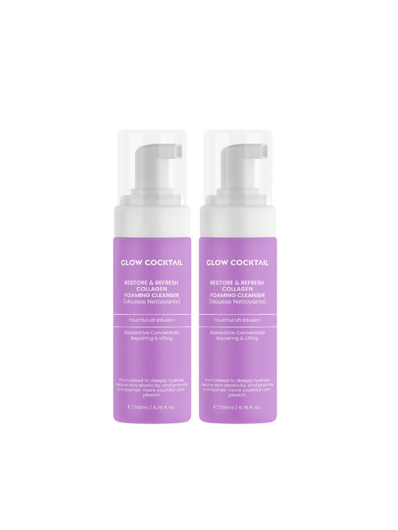 Glow Cocktail Glow Cocktail 2 x Restore & Refresh Collagen Foaming Cleanser 200ml Zestaw do pielęgnacji skóry