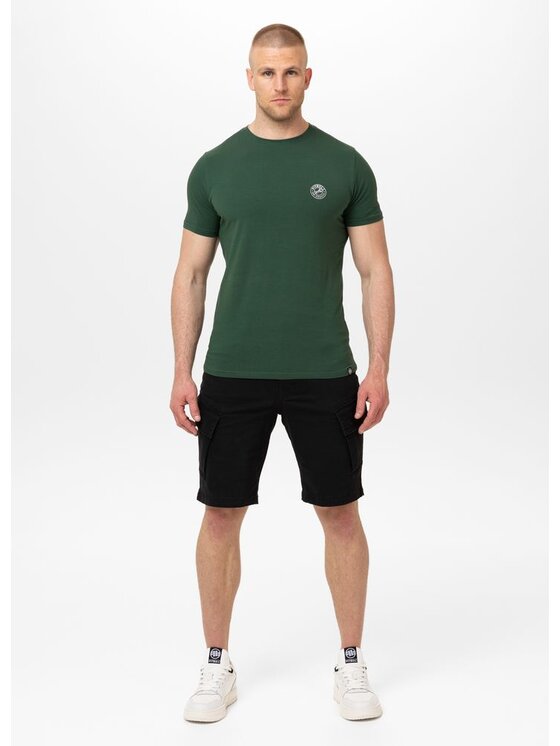 PITBULL PITBULL T-Shirt Koszulka męska Slim Fit SAN DIEGO CA SMALL LOGO 3XL Zielony Regular Fit