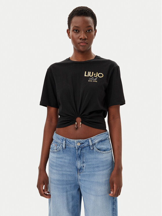 Liu Jo Damski T-Shirt, rozmiar XS, Czarny, WA5139 JS923