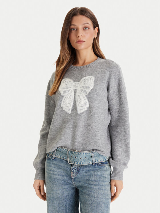 Vero Moda Sweter Ivory 10342072 Szary Regular Fit