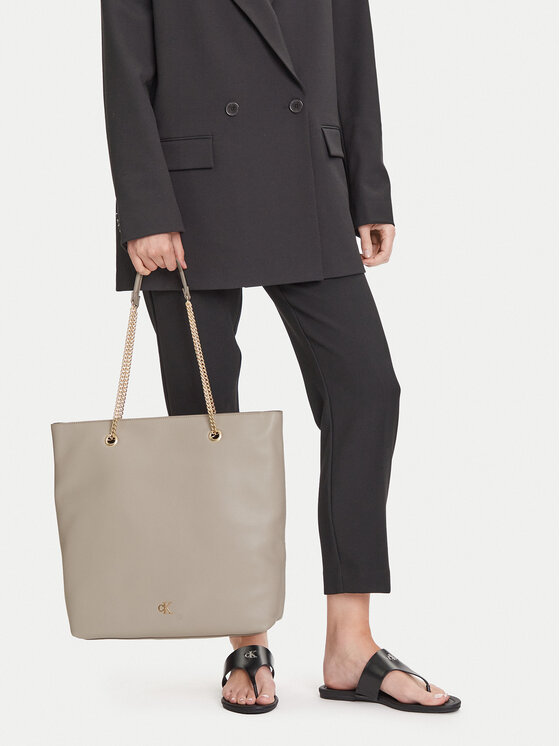 Calvin Klein Calvin Klein Käekott Minimal Monogram Chain Tote LV04F3204G Beež