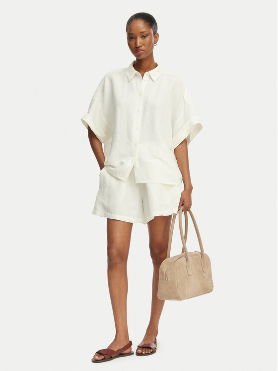 BOSS BOSS Riidest šortsid C_Tallan 50559251 Kreemjas Relaxed Fit