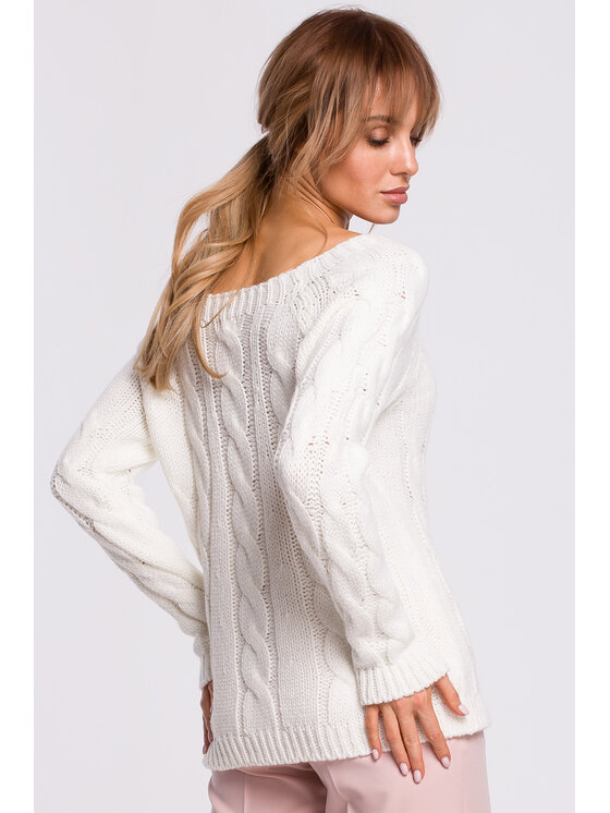 Made of Emotion Made of Emotion Sweter M511 Biały Basic Fit