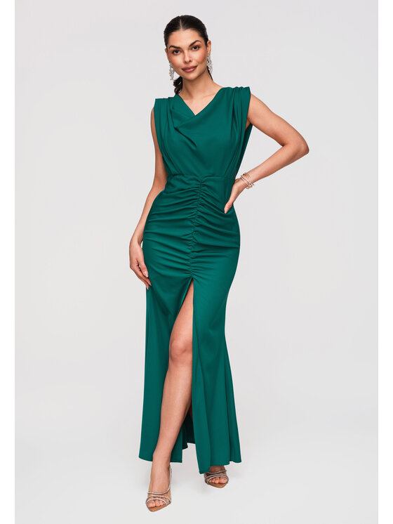 Ombre Ombre Sukienka wieczorowa LA-OM-DLR343 Zielony Slim Fit