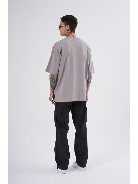 MyStars MyStars T-Shirt Koszulka Z Krótkim Rękawem Oversize Męska Szara Machinist Disorder L Szary Oversize