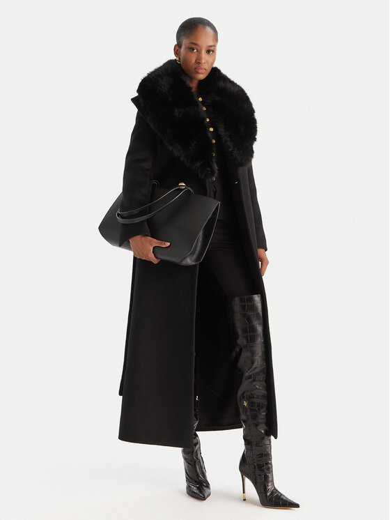 YES LONDON YES LONDON Płaszcz wełniany CD1218 Czarny Regular Fit