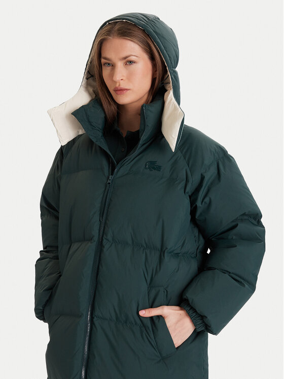 Lacoste Lacoste Vatovaná bunda BF9001 Zelená Oversize
