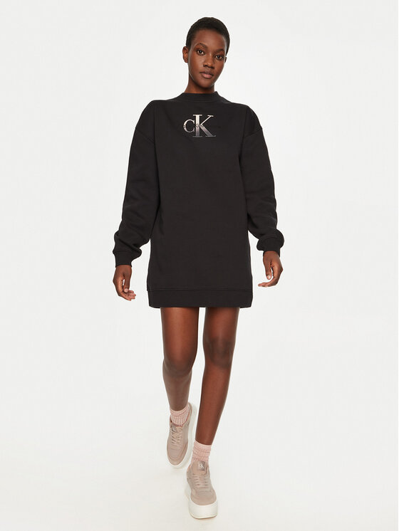 Calvin Klein Jeans Calvin Klein Jeans Trikotāžas kleita J20J224834 Melns Relaxed Fit