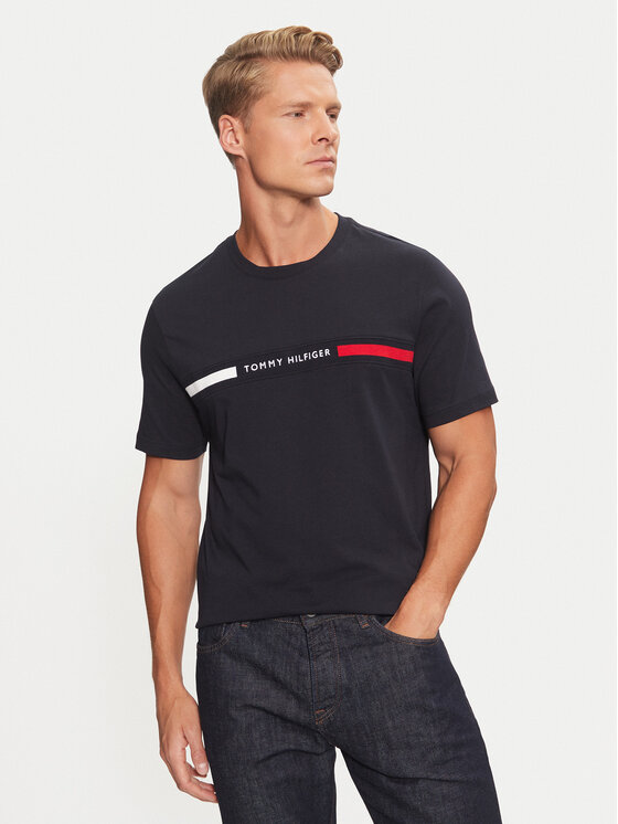 Tommy Hilfiger Tommy Hilfiger T-Shirt MW0MW36498 Tmavomodrá Regular Fit