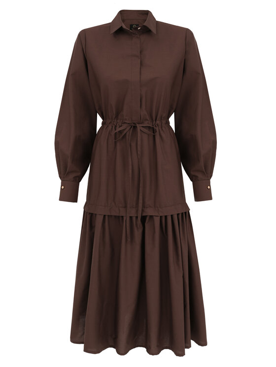 Entelier Entelier Sukienka codzienna maxi Brązowy Comfortable Fit