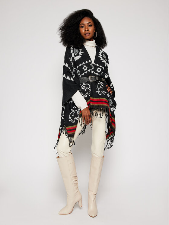 Desigual Desigual Ponczo Freedom 20WAIA01 Czarny Regular Fit