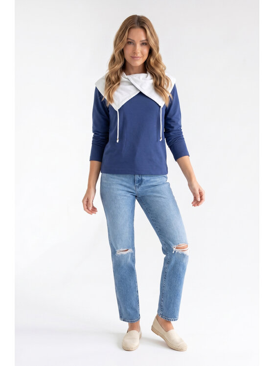 FIGL FIGL Mikina M1365 Tmavomodrá Regular Fit