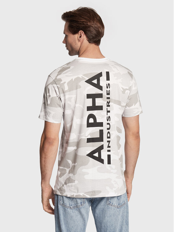 Alpha Industries T-Shirt Backprint T Camo 128507C Bílá Regular Fit