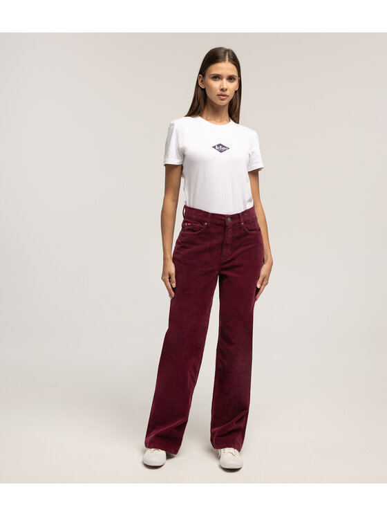 Lee Cooper Lee Cooper Spodnie materiałowe LUNAR CORD Czerwony Wide Leg