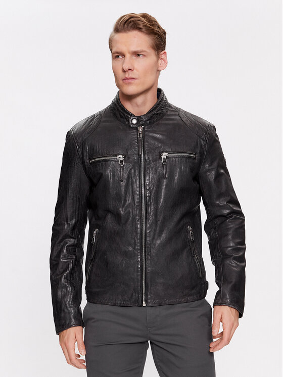 Milestone Geacă de piele 331070 60310 Negru Regular Fit
