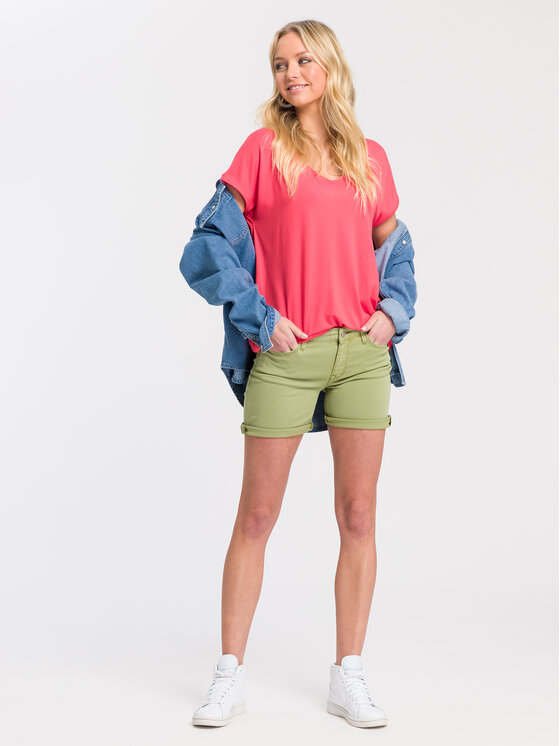 Cross Jeans Cross Jeans T-Shirt 55922-571 Koralowy Regular Fit