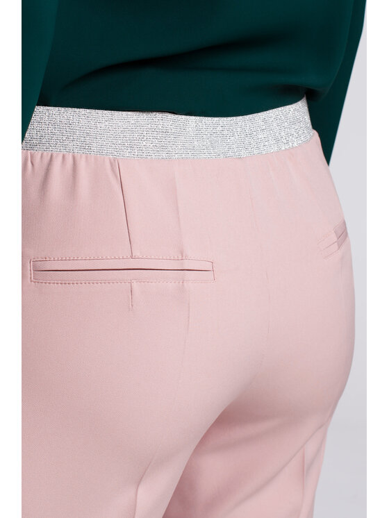 Makover Makover Dámské kalhoty K035 Růžová Regular Fit