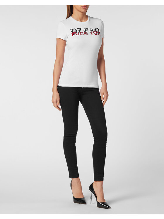 PHILIPP PLEIN PHILIPP PLEIN T-Shirt 19387 Biały Skin Tight Fit