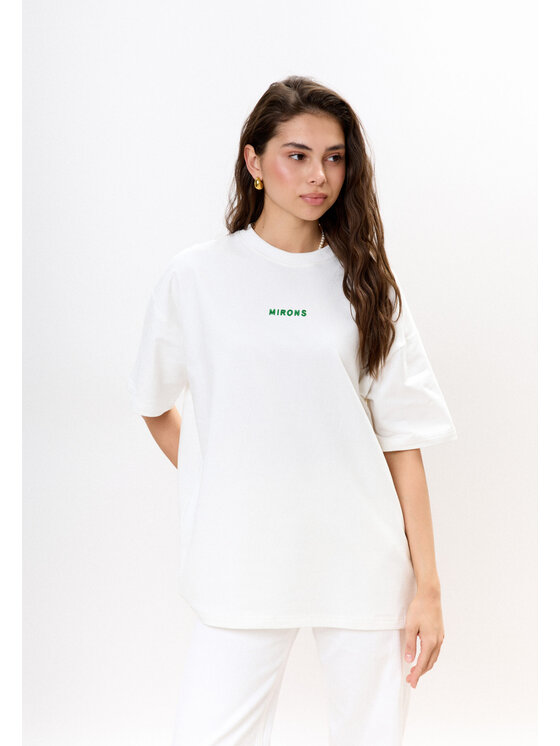 Mirons Mirons T-Shirt Print Biały Oversize