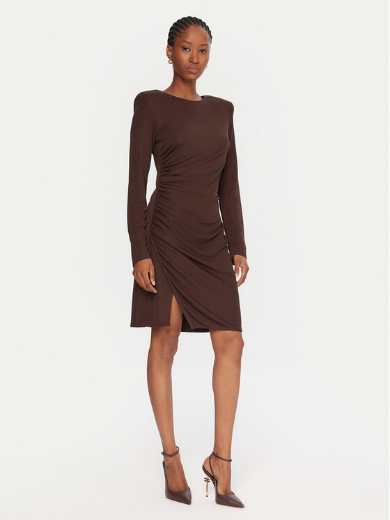 Gaudi Gaudi Koktel haljina 521FD14009 Smeđa Slim Fit