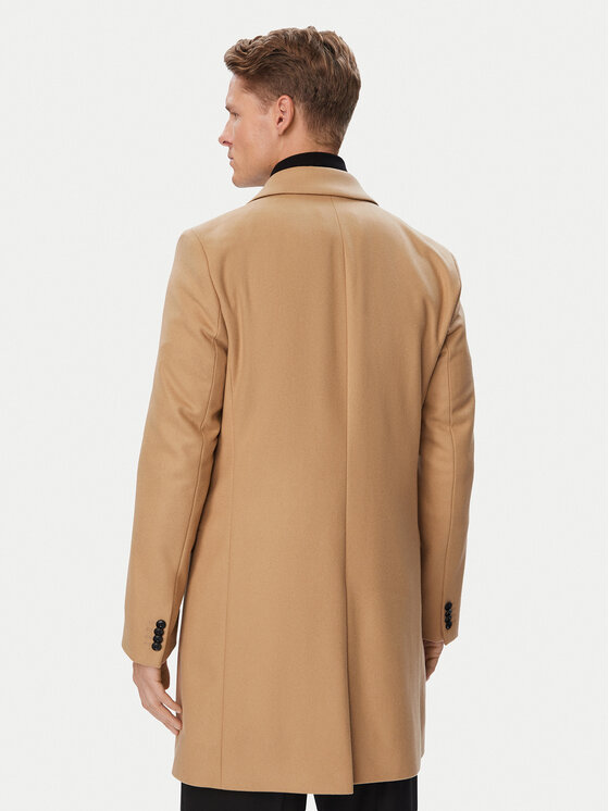 HUGO HUGO Płaszcz wełniany 50569210 Beżowy Slim Fit