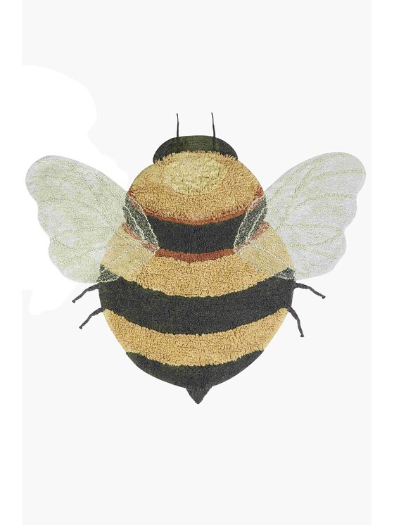 Lorena Canals Lorena Canals Dywan dziecięcy Dywan bawełniany Bee do prania w pralce, Planet Bee Żółty