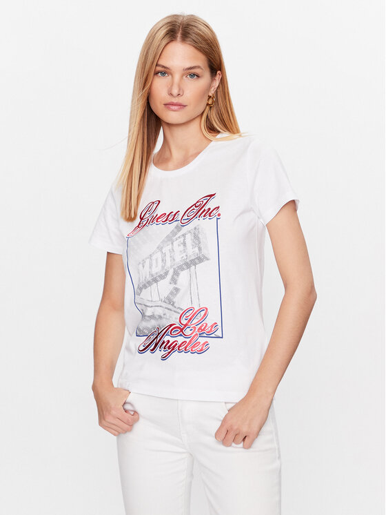T-Shirt Guess, Größe S Weiß Postcard W3GI20 JA914