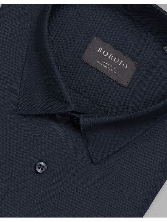Borgio Borgio Koszula rosazza_00503 Granatowy Slim Fit