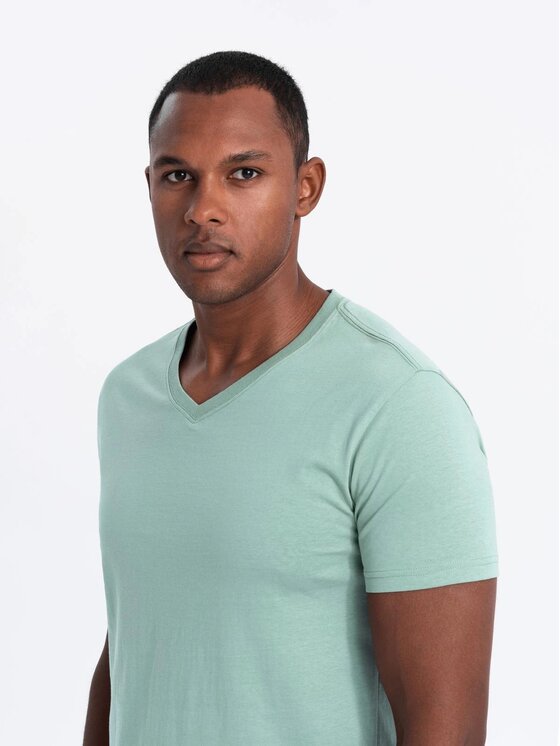 Ombre Ombre Komplet 3 t-shirtów OM-TSBS-0233 Zielony Regular Fit