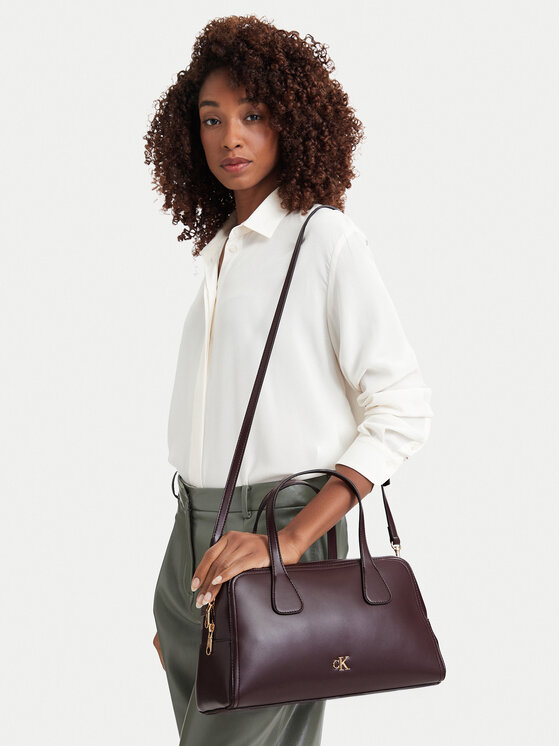 Calvin Klein Дамска чанта Ck Medium Bowling Bag LV04F3610G Бордо
