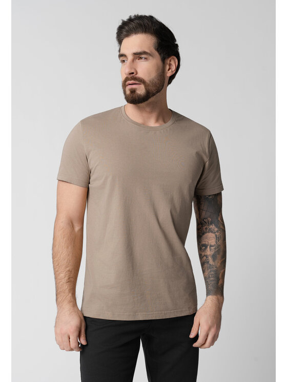 Volcano Volcano T-Shirt T-BASIC Beżowy Regular Fit