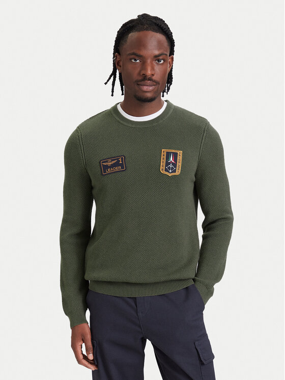 Aeronautica Militare Aeronautica Militare Sweter 262MA1659UL00903 Khaki Regular Fit