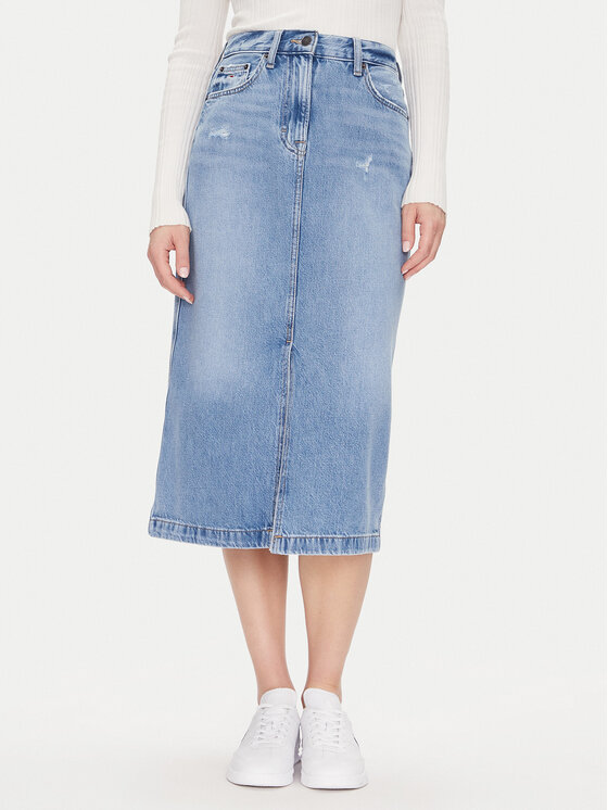 Tommy Jeans Tommy Jeans Džínová sukně Claire Midi Skirt Bi8036 DW0DW21292 Modrá Regular Fit