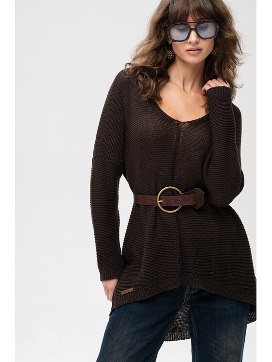 blue shadow blue shadow Sweter Danthe Brązowy Regular Fit