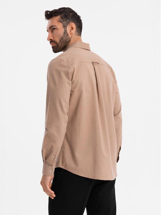 Ombre Ombre Koszula OM-SHCS-0134 Brązowy Regular Fit